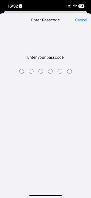 Change Password Screen 1